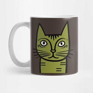 Quirky Green Cat - Midcentury Illustration Mug